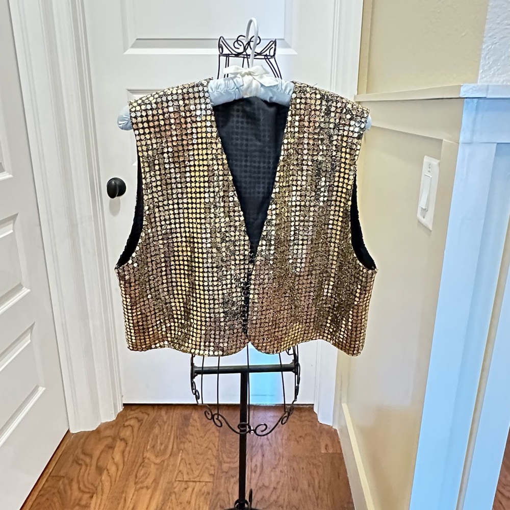 Elegant Christmas Gold Sequin Women's Vest bolero small